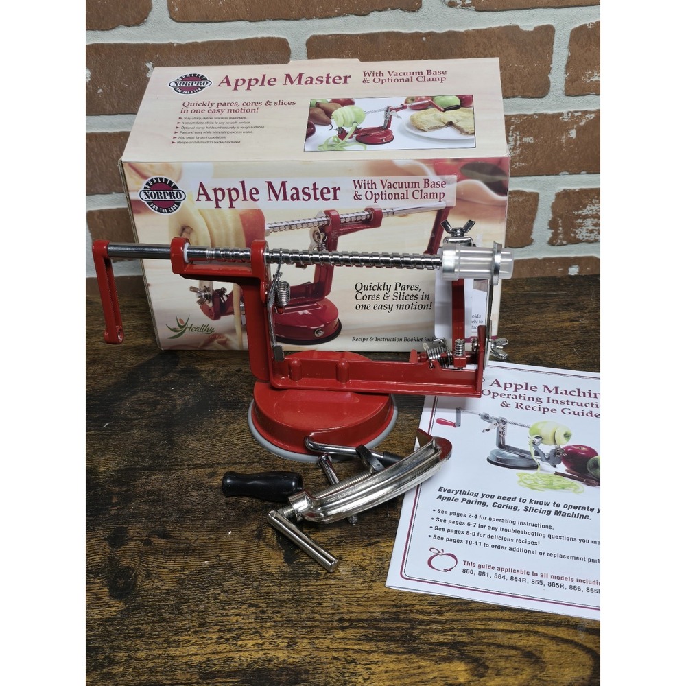Norpro Apple Master Peeler Parer Slicer & Corer w‎ Blade 866R Vacuum Base